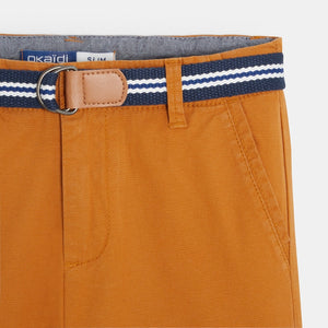 Poiste lõuendkangast Bermuda püksid + püksirihm, kaamlikarva pruunid