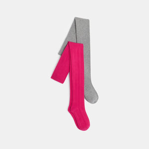 Tüdrukute sukkpüksid, 2-pakk, roosa/hall