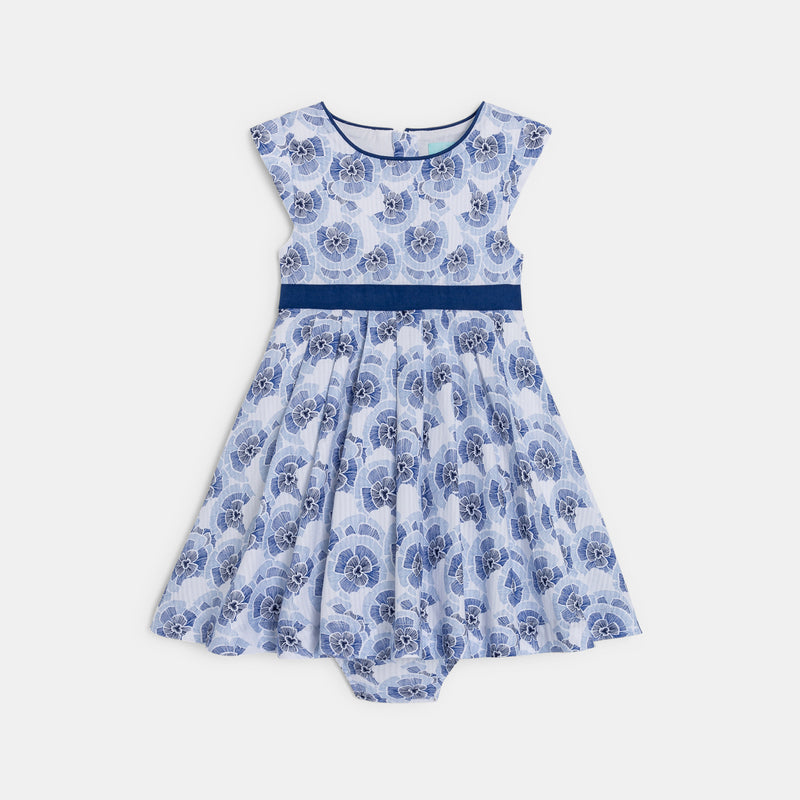 Beebitüdrukute pidulik lillemustriga kleit, sinine