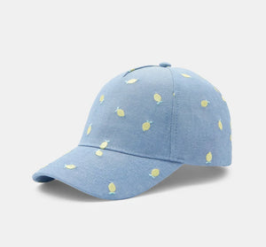 Tüdrukute sidrunimustriline nokamüts, Chambray sinine