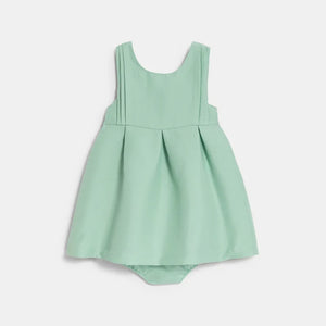 Beebitüdrukute pidulik kleit ja bloomerid, heleroheline (Laurel green)