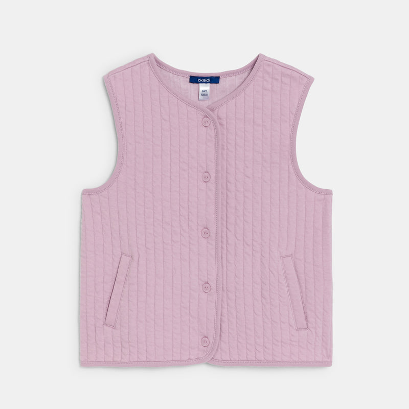Tüdrukute õhuke tepitud vest, helelilla