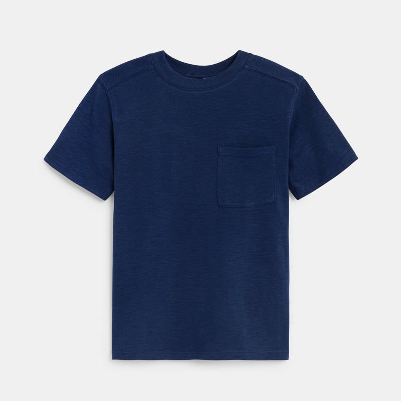 Poiste rinnataskuga Basic T-särk, tumesinine