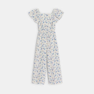 Tüdrukute pidulik jumpsuit, sinine lilleprint
