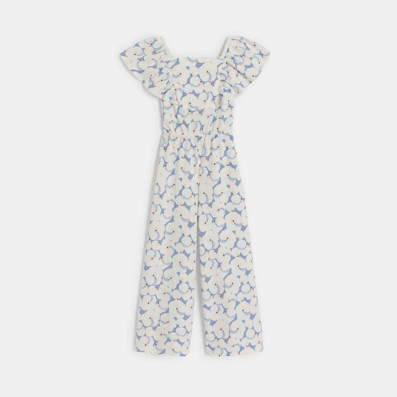 Tüdrukute pidulik jumpsuit, sinine lilleprint