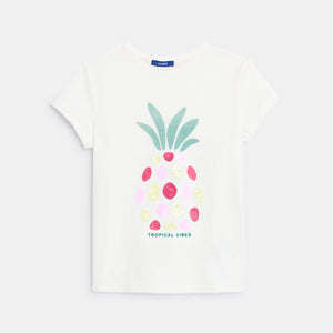Tüdrukute ananassimotiiviga T-särk TROPICAL VIBES