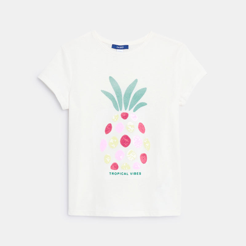 Tüdrukute ananassimotiiviga T-särk TROPICAL VIBES