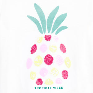 Tüdrukute ananassimotiiviga T-särk TROPICAL VIBES