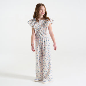 Tüdrukute pidulik jumpsuit, sinine lilleprint