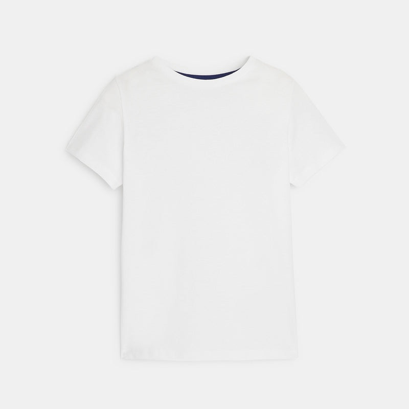 Poiste ühevärviline lihtne T-särk, valge