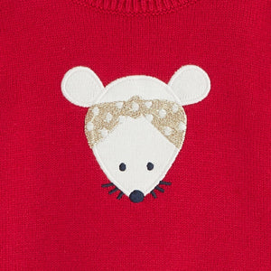 Beebitüdrukute hiiremotiiviga sviiter, punane