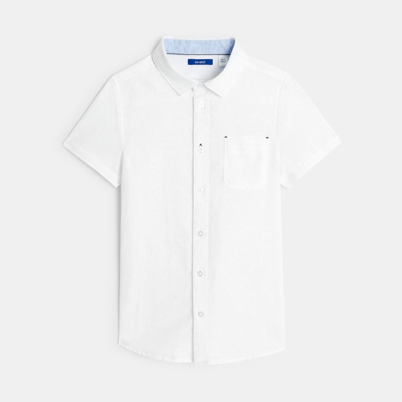 Poiste lühikeste varrukatega linane triiksärk, valge
